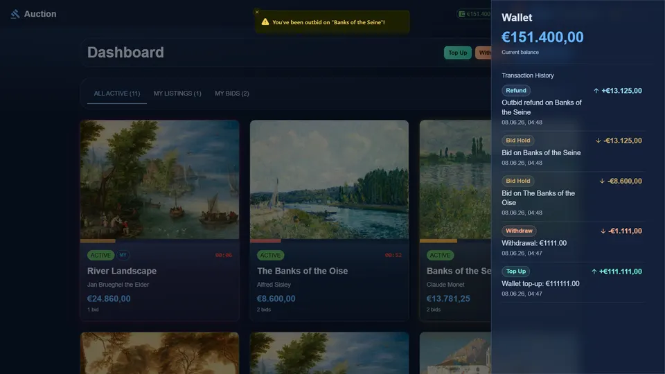 Auction platform preview